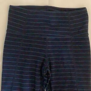Athleta Navy Blue Strped Leggings XS